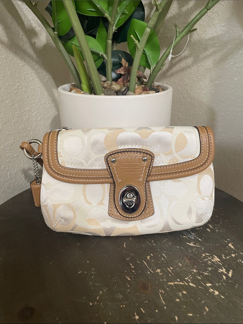 Coach Signature Canvas and Leather wristlet